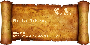 Milla Miklós névjegykártya